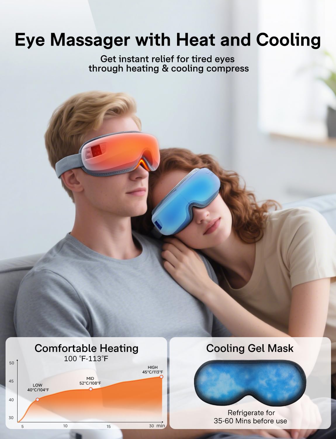 Burrki Masque Yeux Refroidissant Amovible apaise les yeux fatigués