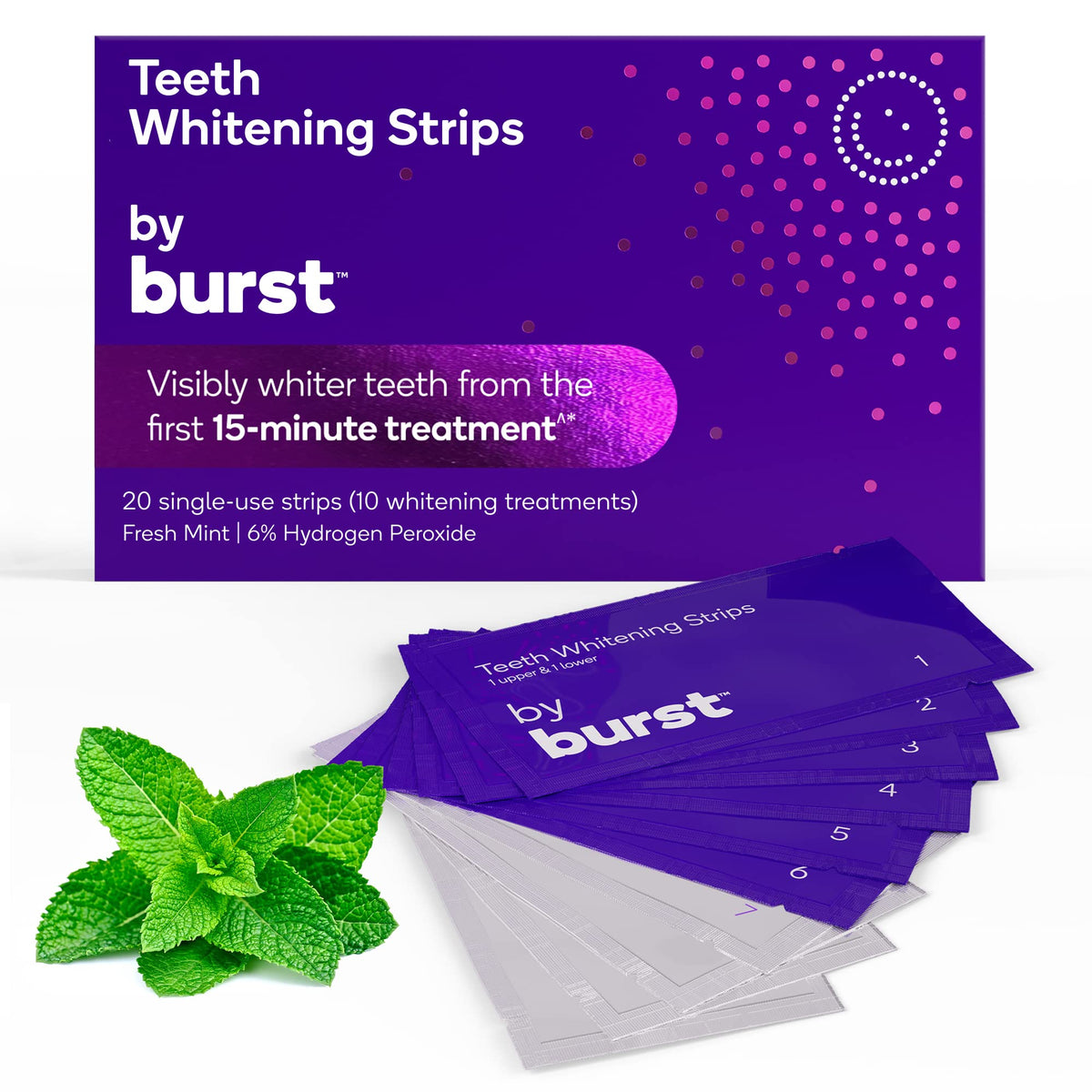 Burst bandes-blanchiment-dents-sensibles-menthe: solution douce pour éclaircir les dents sensibles.