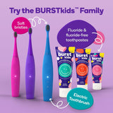 Burst brosse-dents enfants bleu, design coloré pour attirer l'enfant.