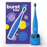 Burst brosse-dents enfants bleu, ergonomie en silicone pour une prise en main facile et confortable.