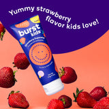 Burst dentifrice enfant fraise sans fluor, emballage 2 paquets pour la famille.