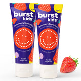 Burst dentifrice enfant fraise sans fluor – tube 4oz prêt à l'emploi.