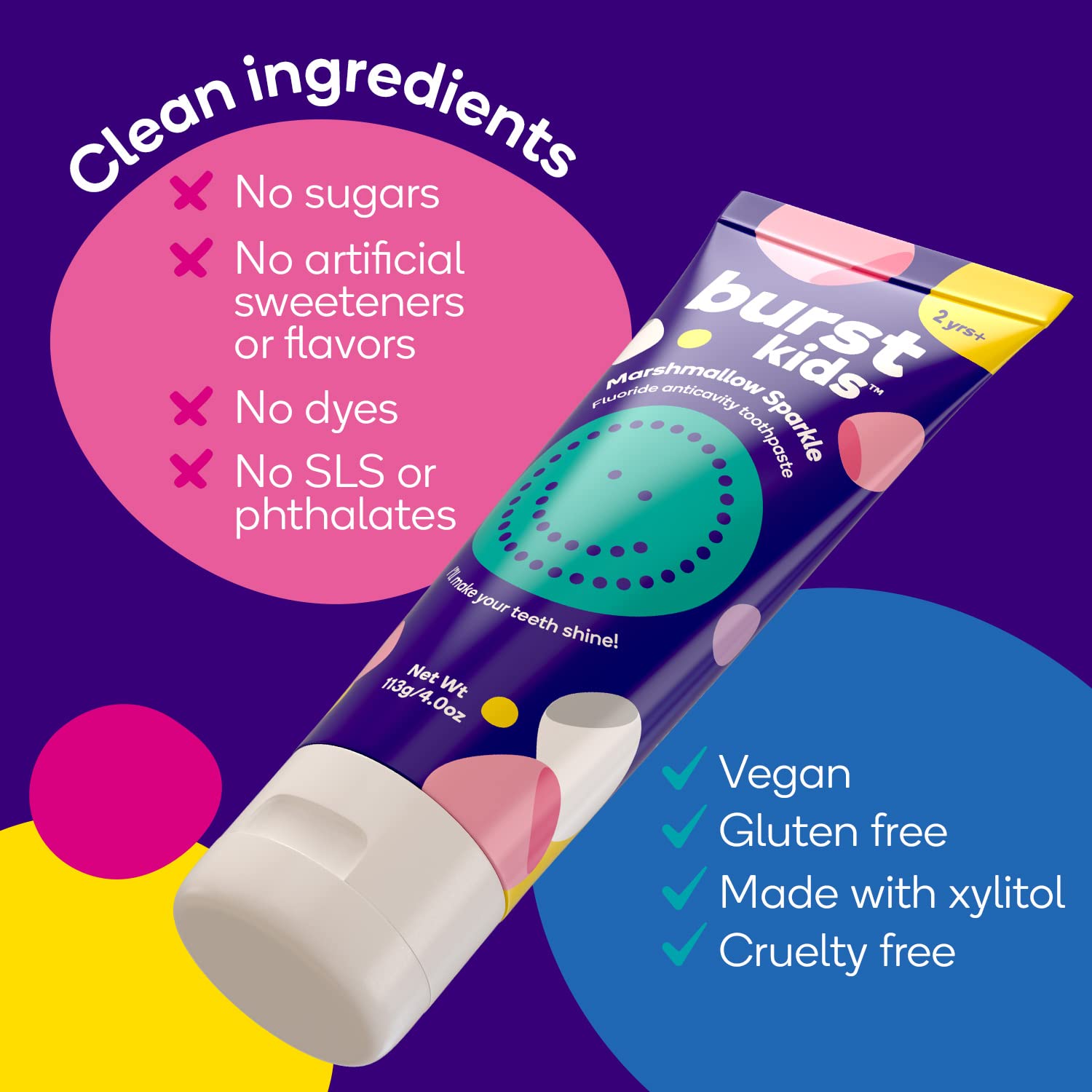 BURST Dentifrice Enfant Marshmallow Sparkle – emballage recyclable et responsable