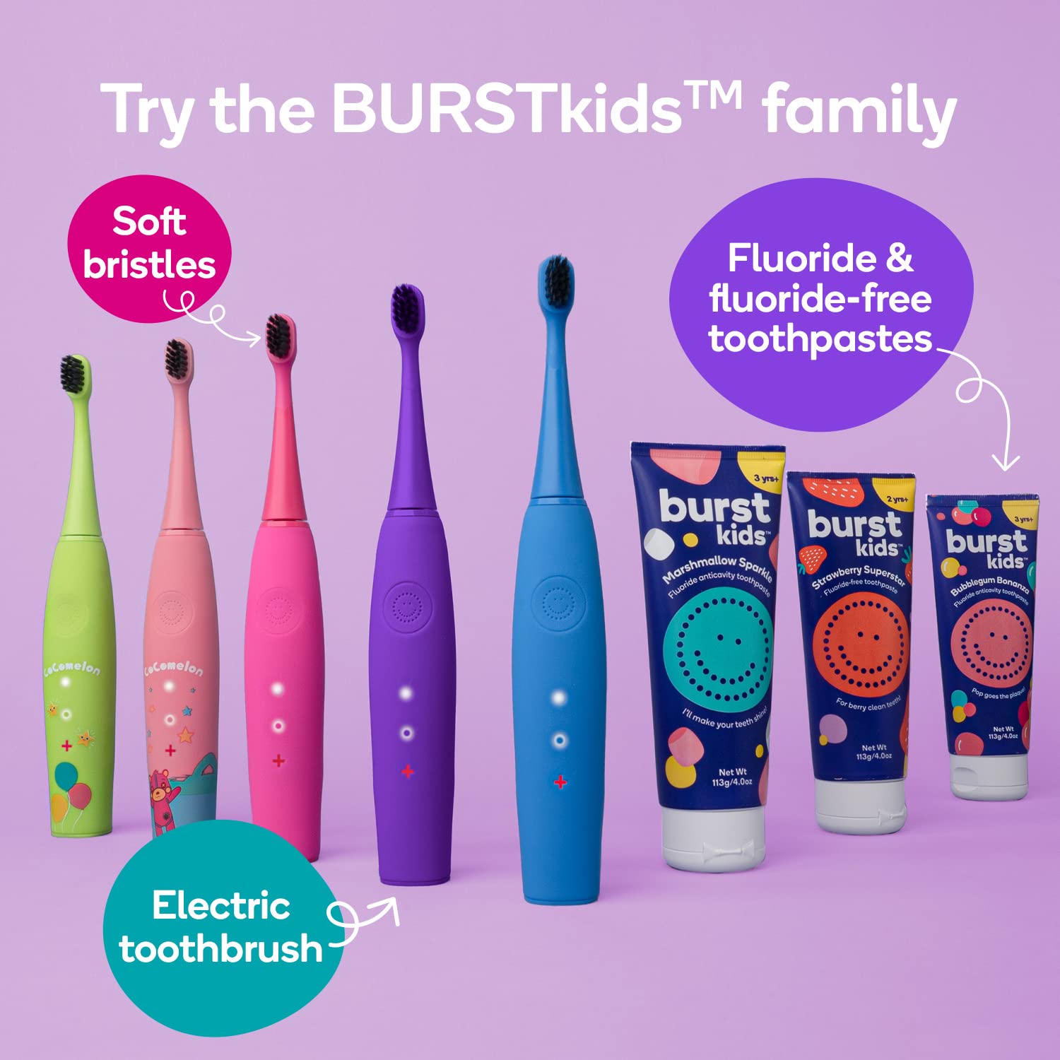 BURST Dentifrice Enfant Marshmallow Sparkle – fluorure pour routine quotidienne