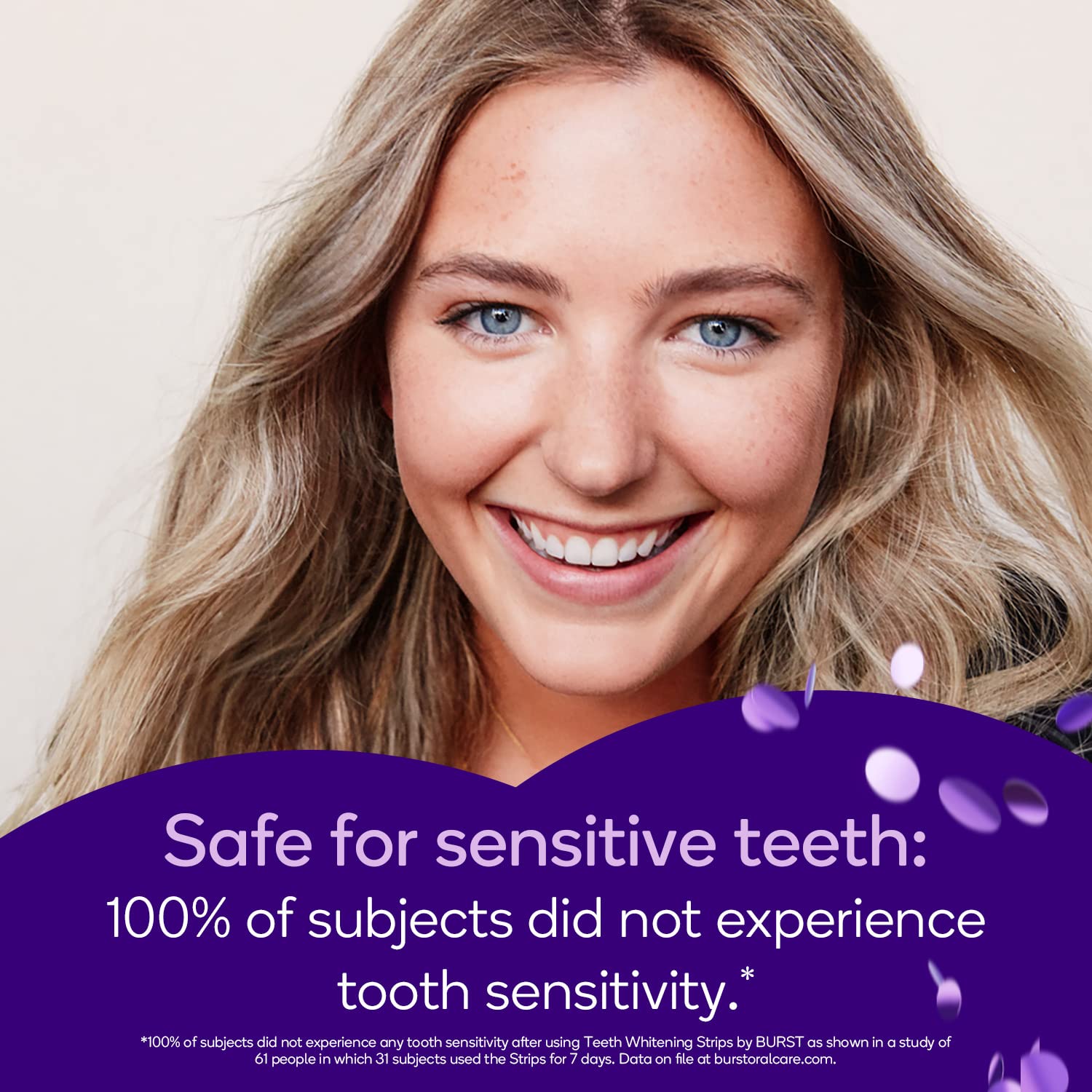 Burst sourire-plus-brillant: effet frais et naturel après utilisation.