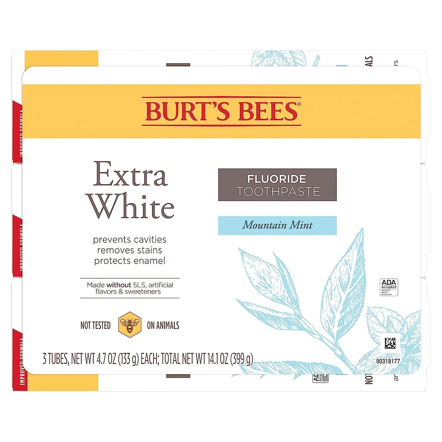 Emballage ADA approuvé et non testé sur les animaux avec le logo Burt's Bees.