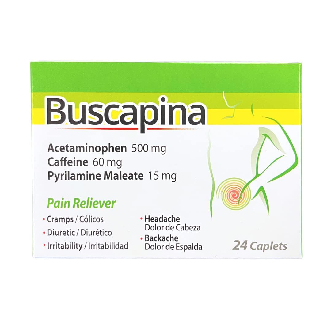 Buscapina, boîte 24 comprimés, prête à emporter pour un soulagement rapide.