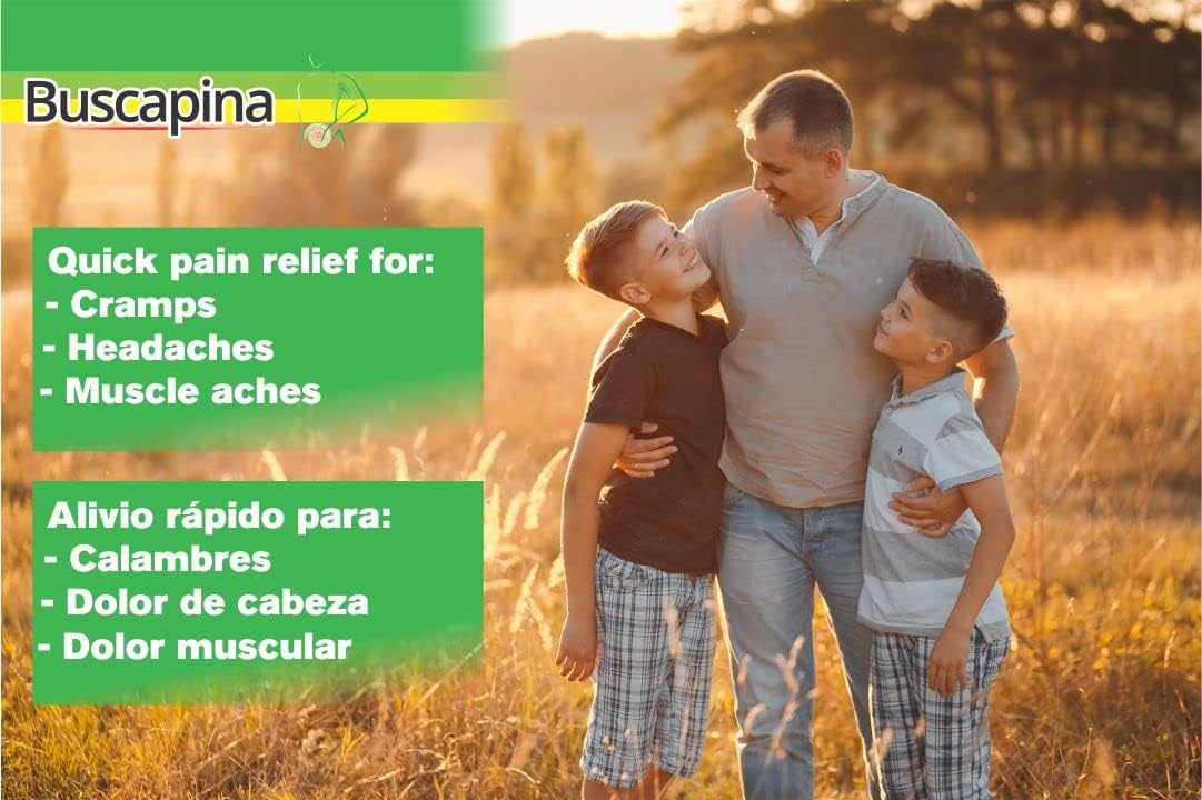 Buscapina caplets en action, présentation prête à une prise rapide pour calmer la douleur.