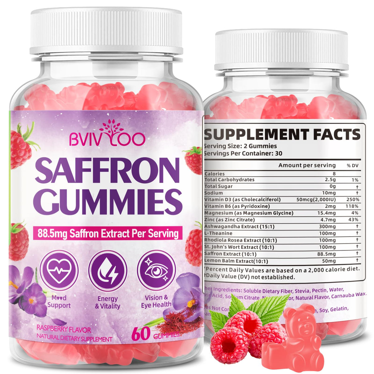 BVIVLOO Gomme Safran – favorise l'humeur et la concentration.
