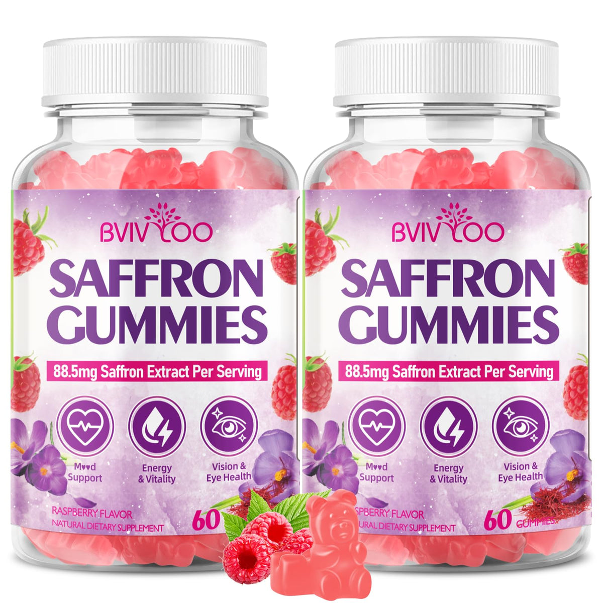 BVIVLOO Gommes Safran emballage élégant pour démarrer votre routine bien-être.