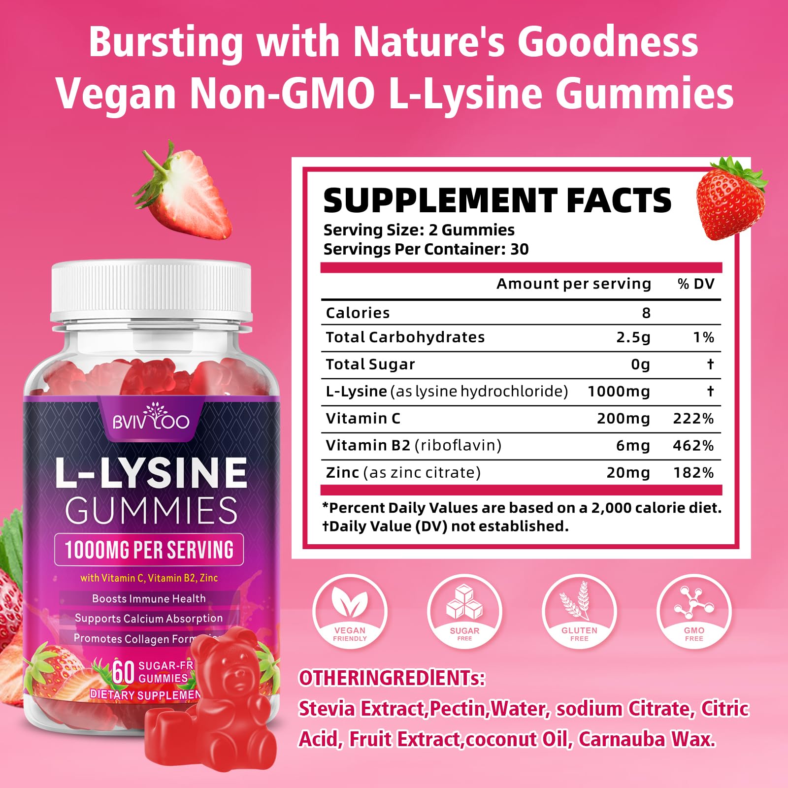 BVIVLOO Lysine Gummies texture douce, sensations agréables à chaque bouchée.