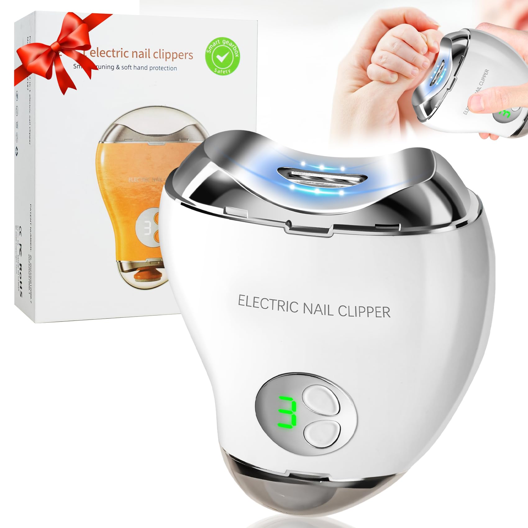 Bvrocio coupe-ongles électrique, vue-design ergonomique pour une utilisation sûre.