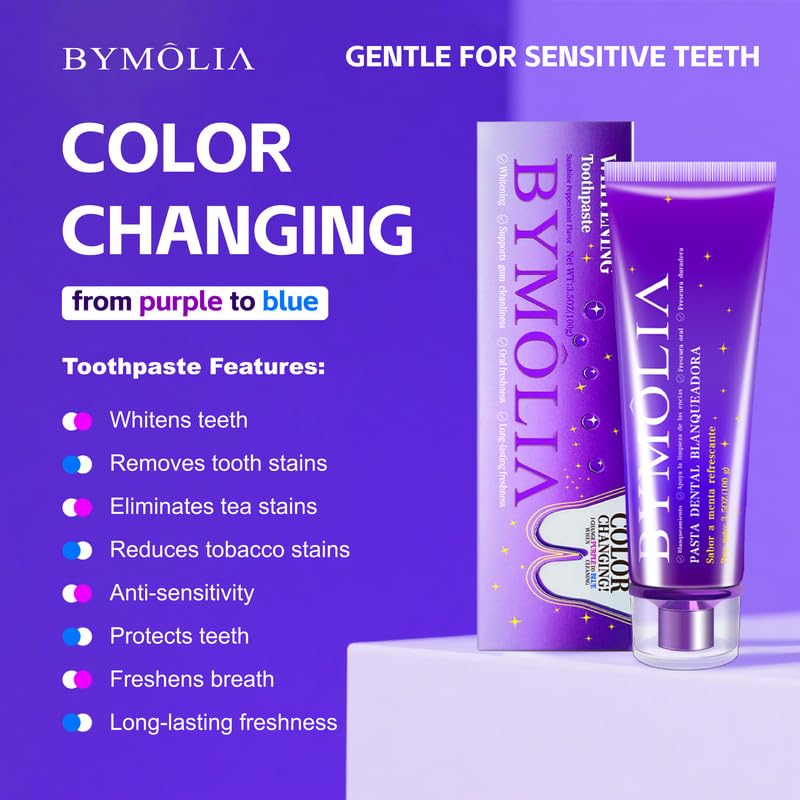 BYMOLIA dentifrice sensibles, tube montrant sa texture douce