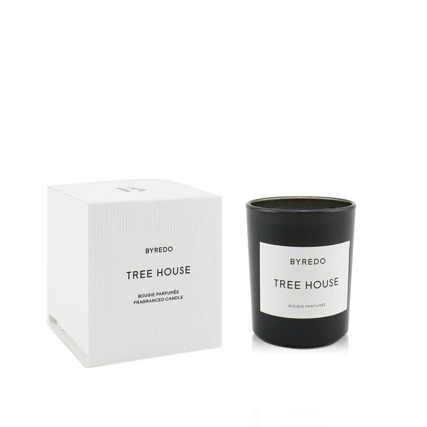 Bougie Byredo Maison-Arbre, flamme stable pour diffusion agréable dans la pièce.