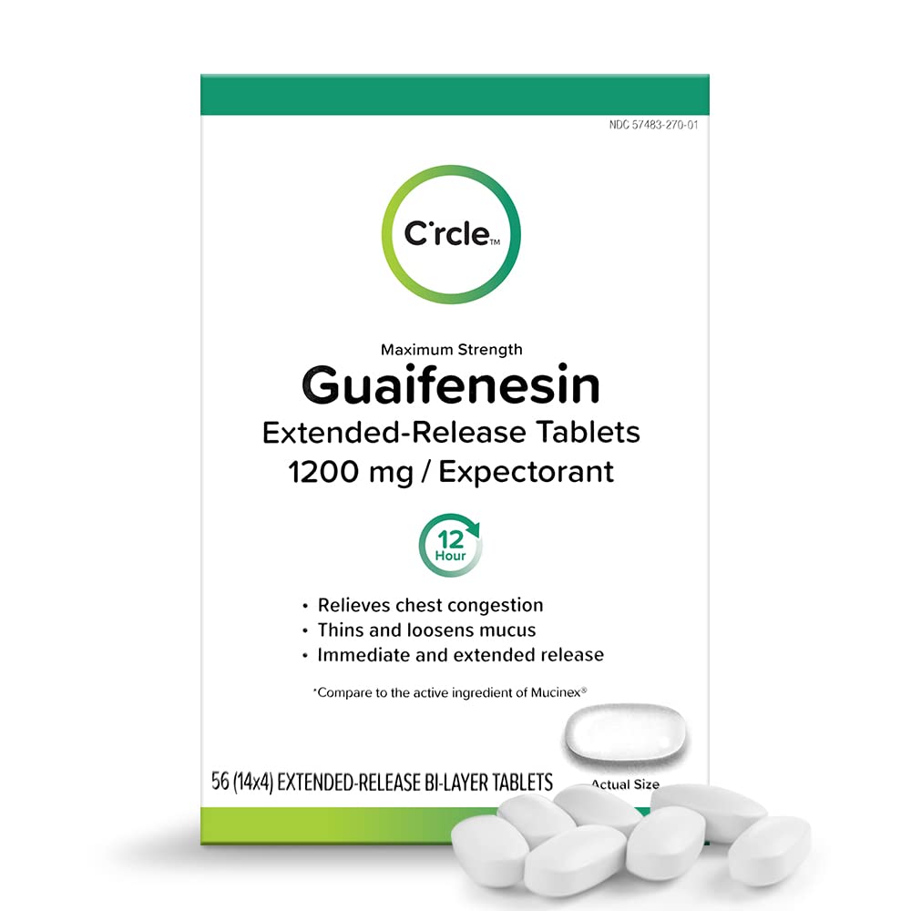 C'rcle pack-shot Guaifenesin 1200mg, aide à clarifier les voies respiratoires.