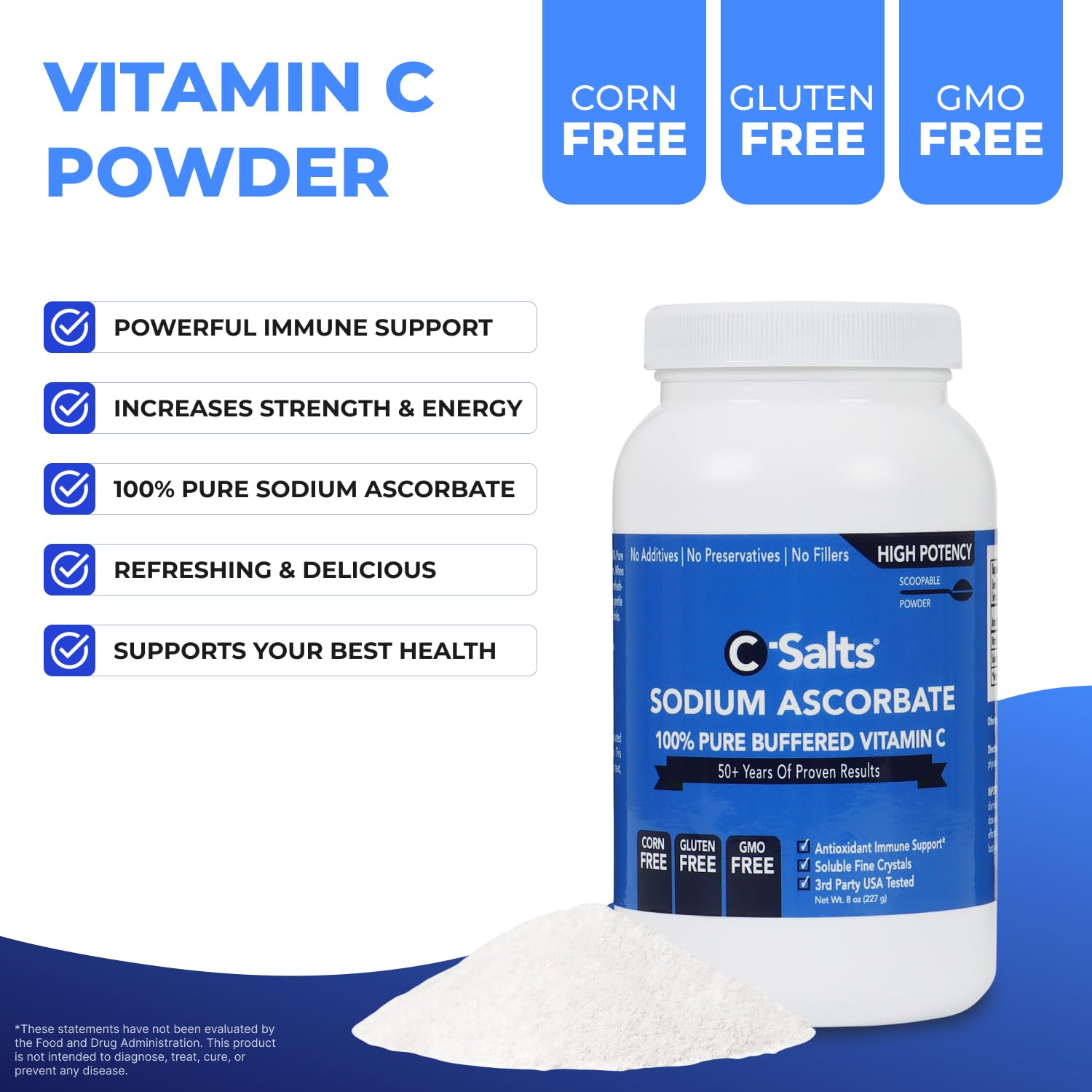 Poudre C-Salts facile à intégrer dans recettes et boissons.