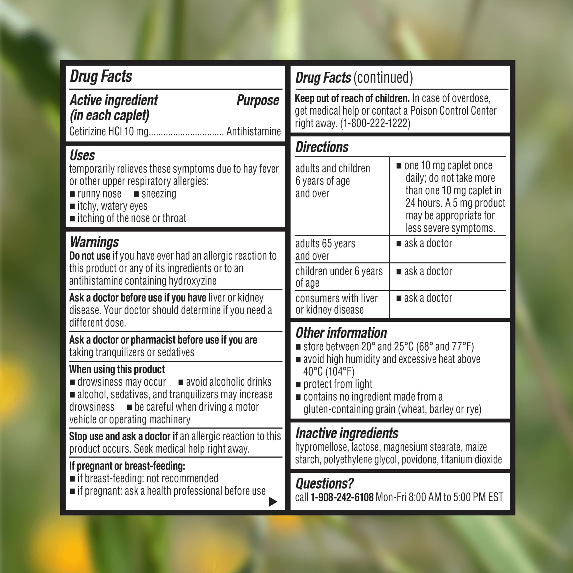 Cabinet Cetirizine, transport facile pour voyages et sorties.