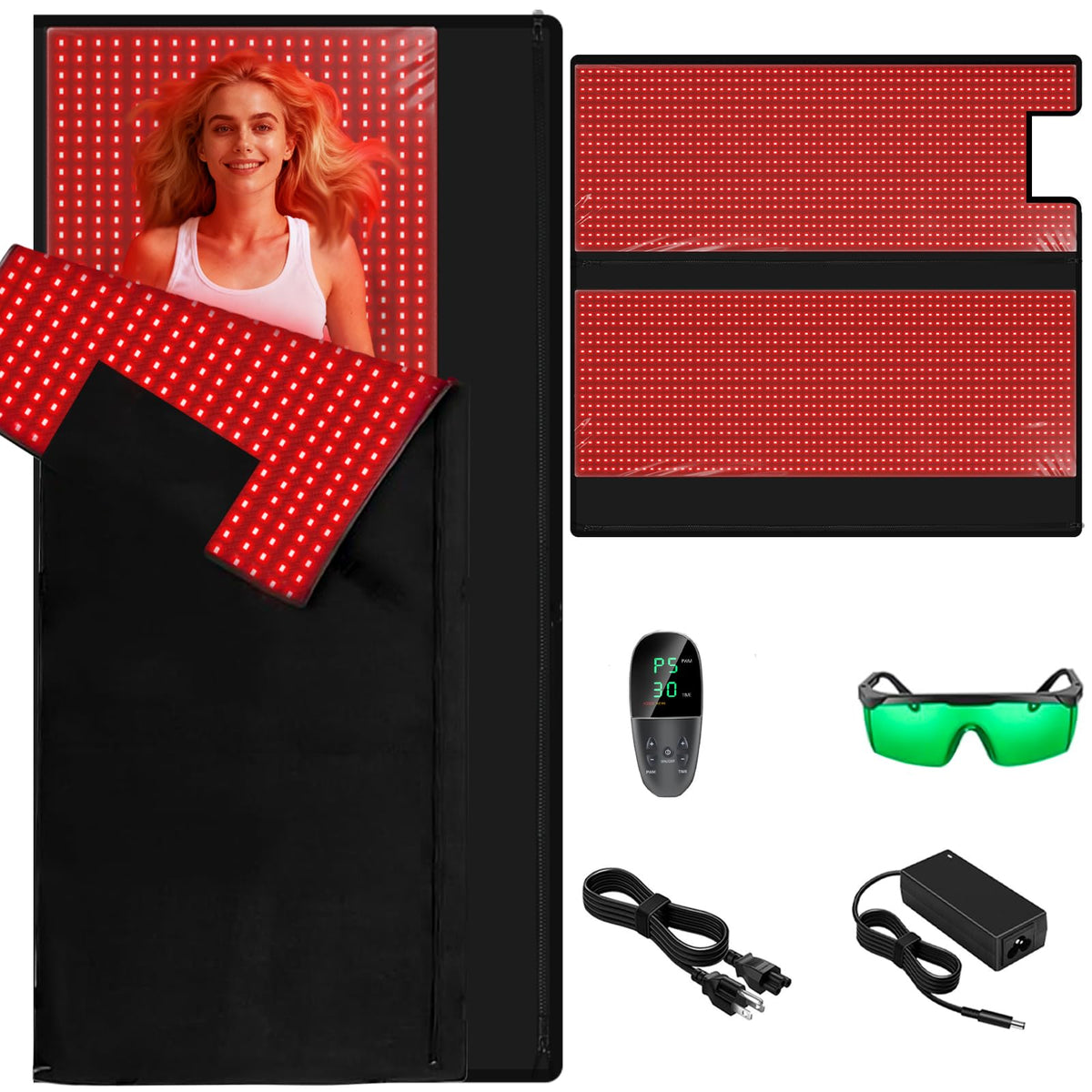 cabpay tapis lumière rouge 660-850 pour corps complet, favorise la circulation et le bien-être.