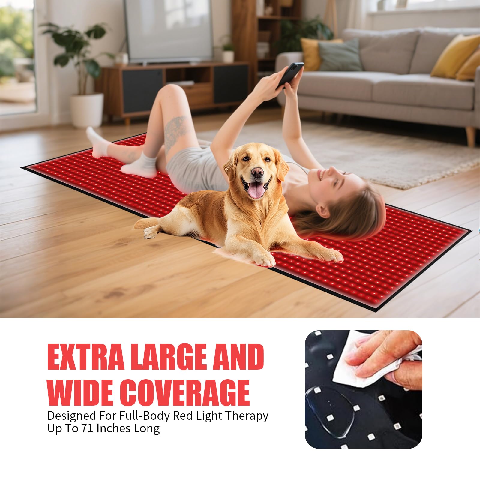 cabpay tapis lumière infrarouge 850nm – pénètre les tissus et apaise les douleurs