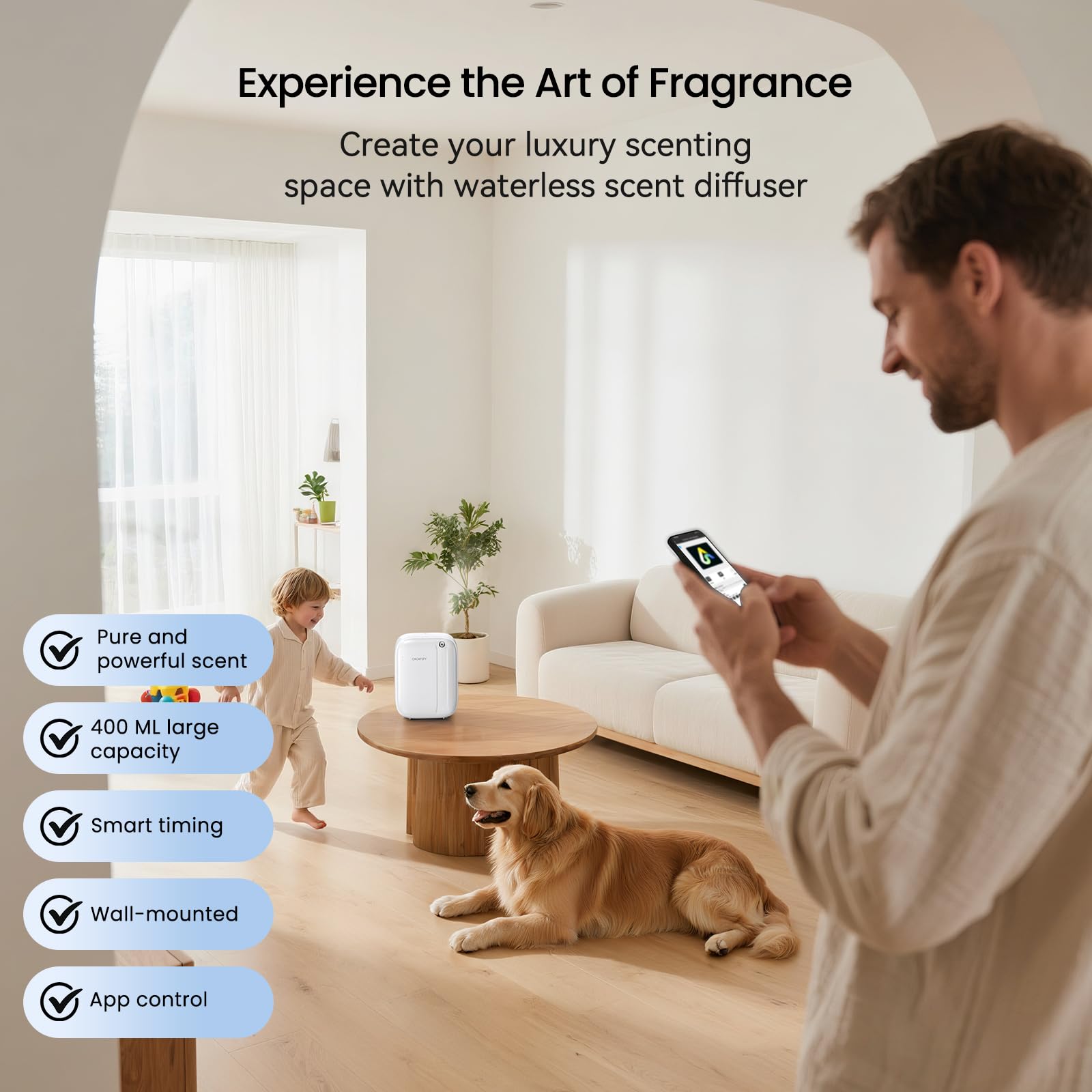 CACAFSFY diffuseur d'arômes pour grandes pièces, diffusion homogène.