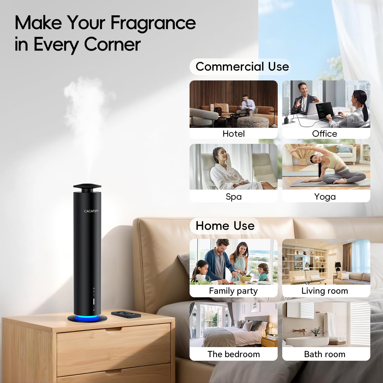 CACAFSFY diffuseur batterie rechargeable, mobilité sans fil.