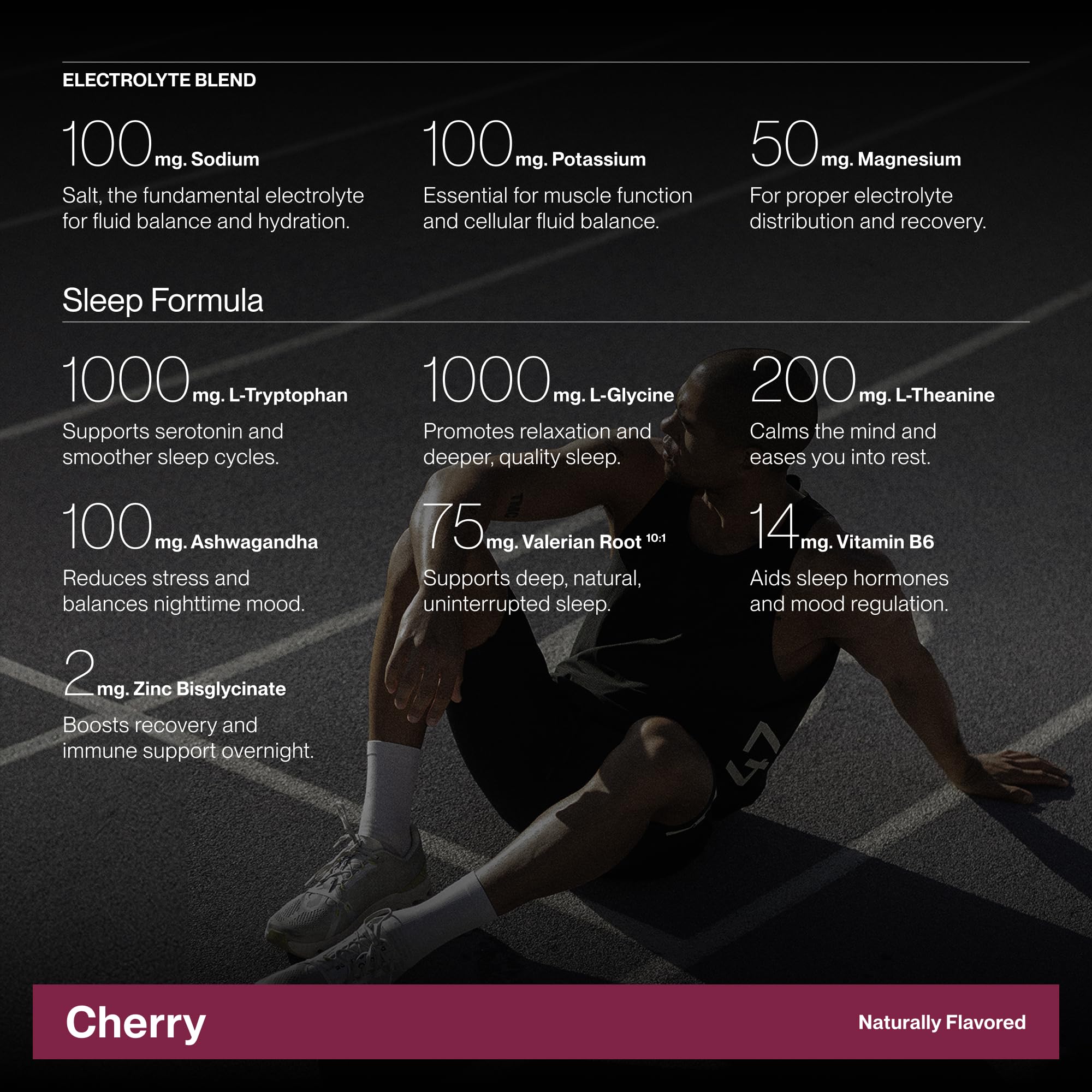 Cadence Recover Cerise – ingrédients sans additifs et électrolytes utiles.