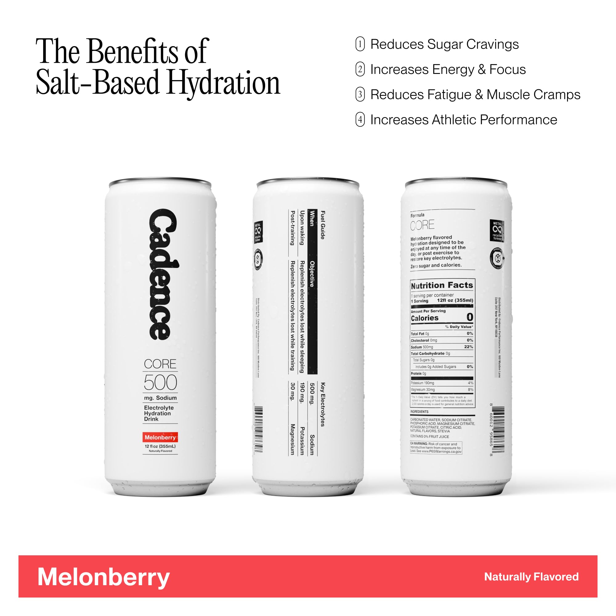 Cadence Melonberry: saveur naturelle sans additifs pour une hydratation légère.