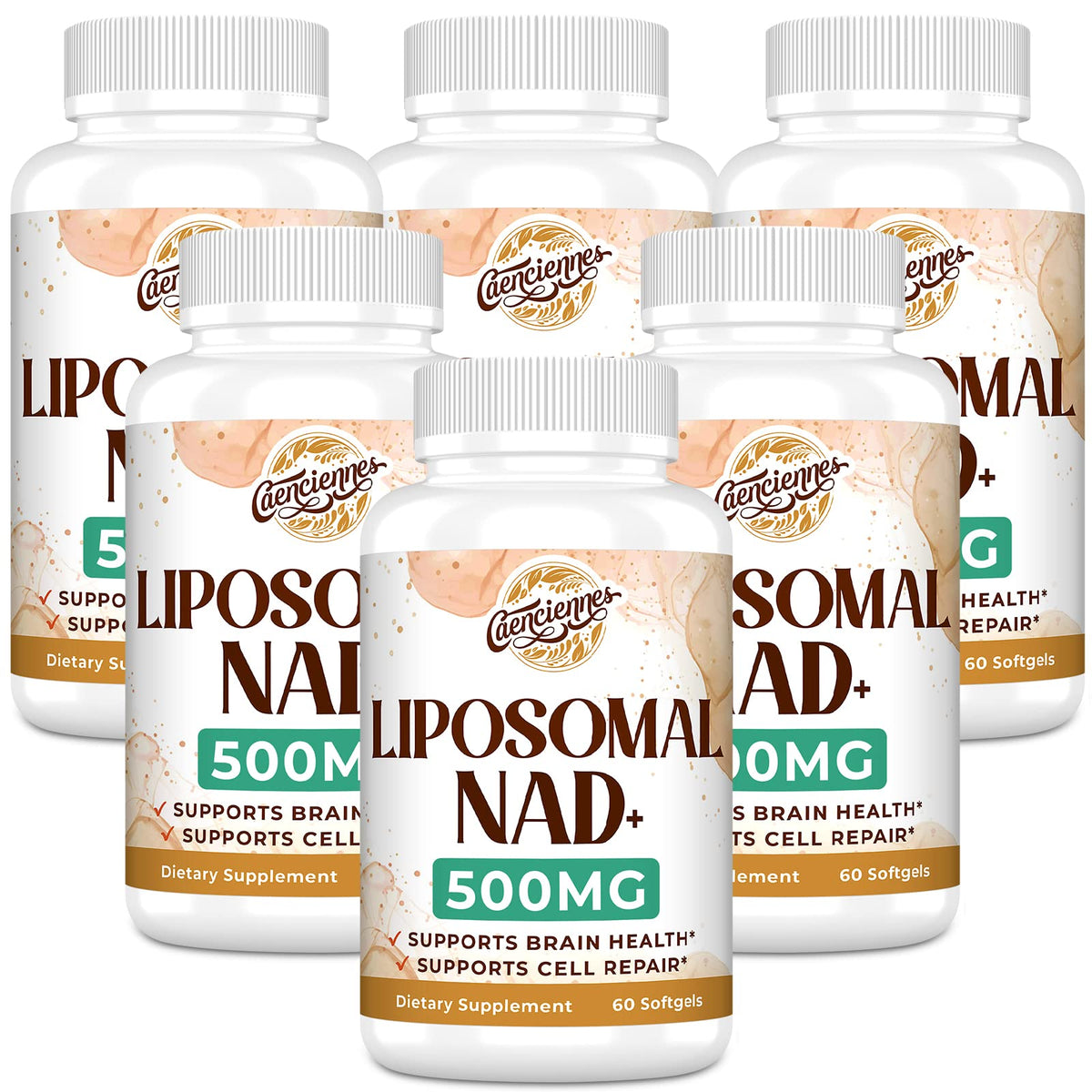 Caenciennes NAD+ liposomial en flacon, meilleure absorption potentielle.