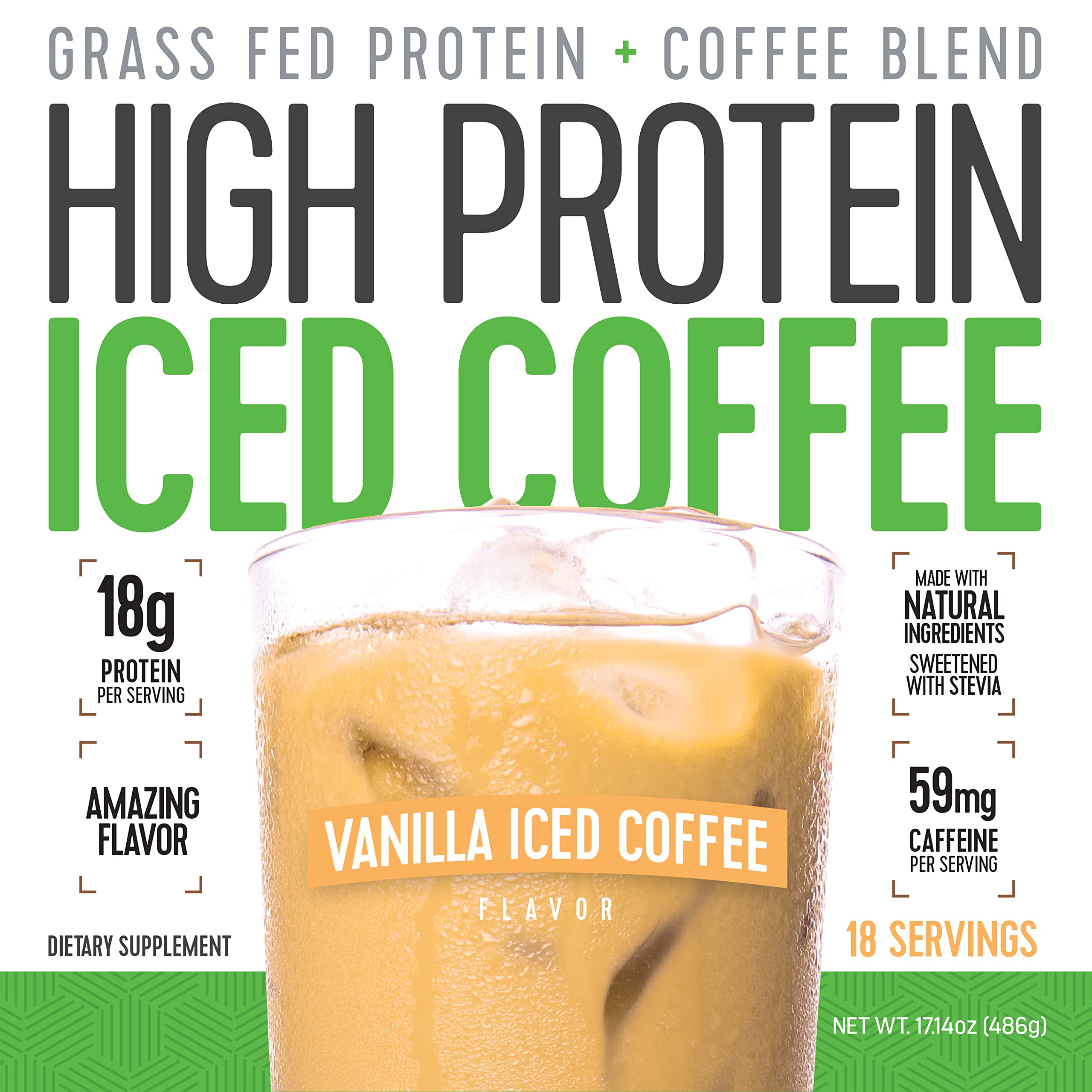 Café protéiné glacé vanille, versement idéal sur glace ou lait végétal.