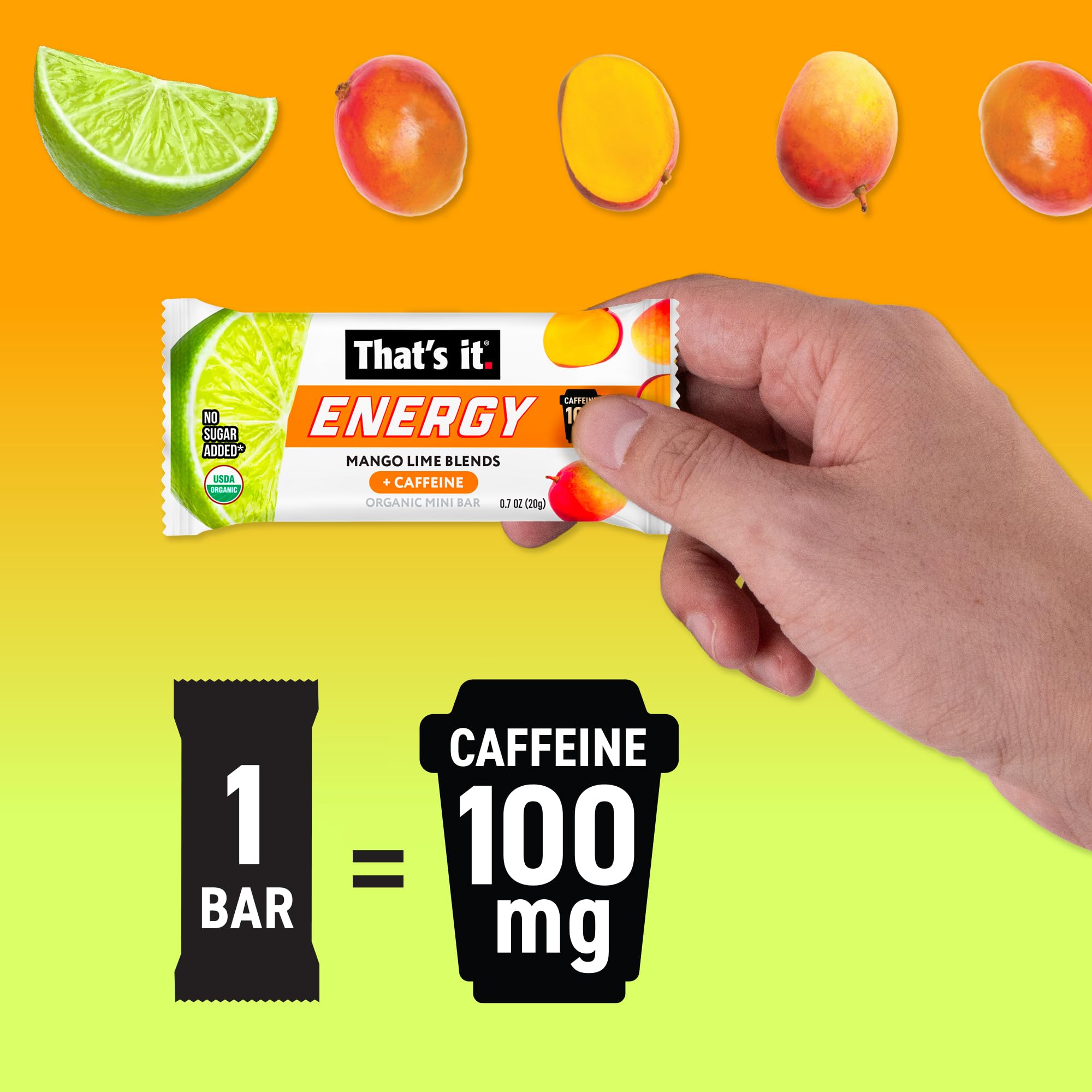 That’s it Mango Lime: caféine naturelle 100 mg pour concentration modérée