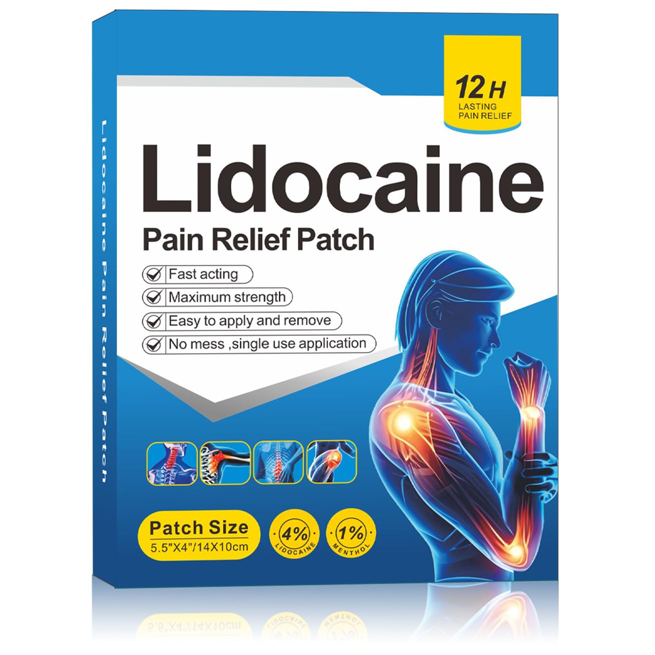 Patch CainNeks pour le dos, soulagement rapide grâce à lidocaïne 4%.
