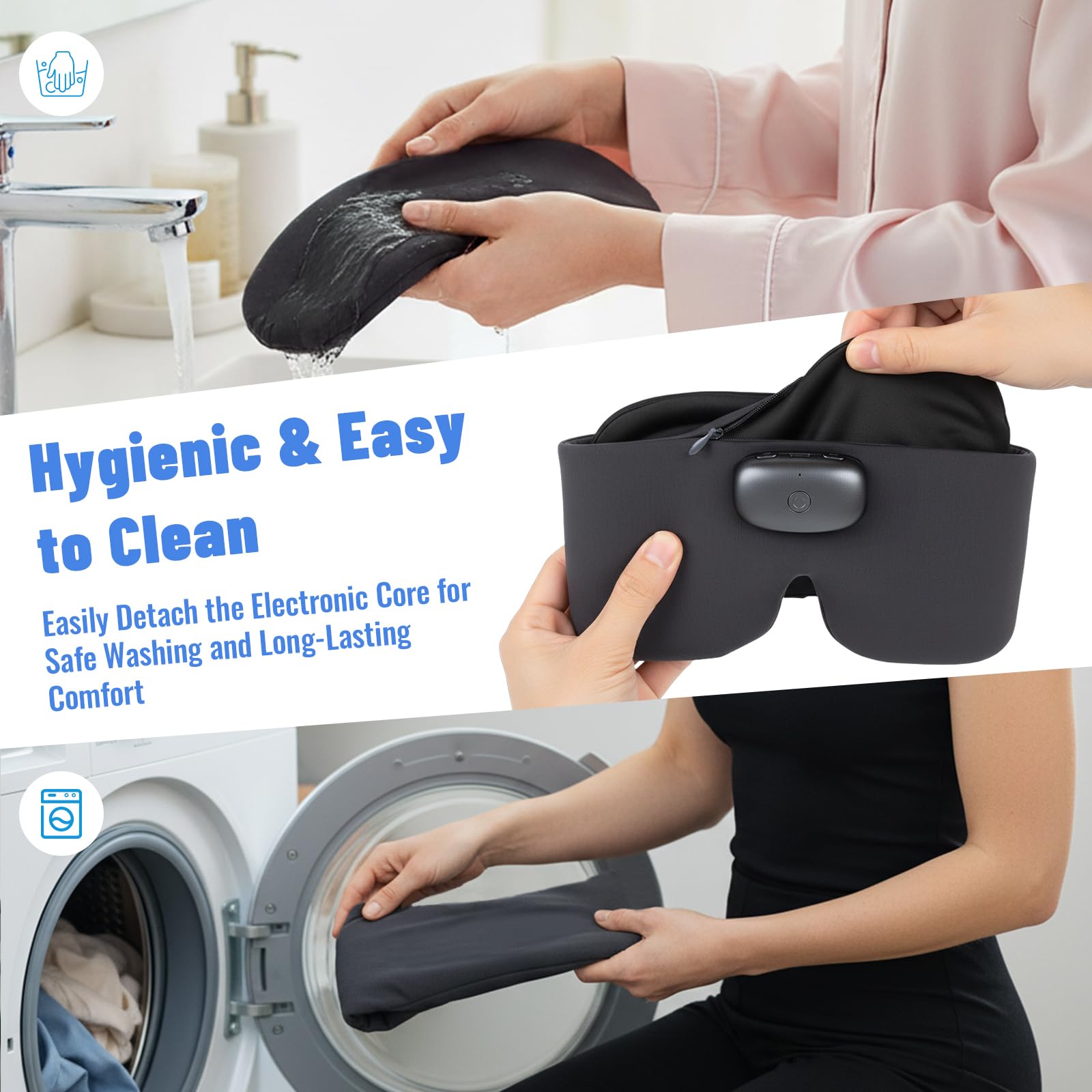 Noyau électronique détachable pour lavage facile et entretien pratique.