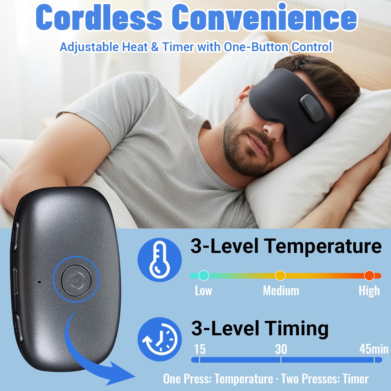 Régulateur de chaleur à trois niveaux sur CAKKA, confort oculaire ajustable.