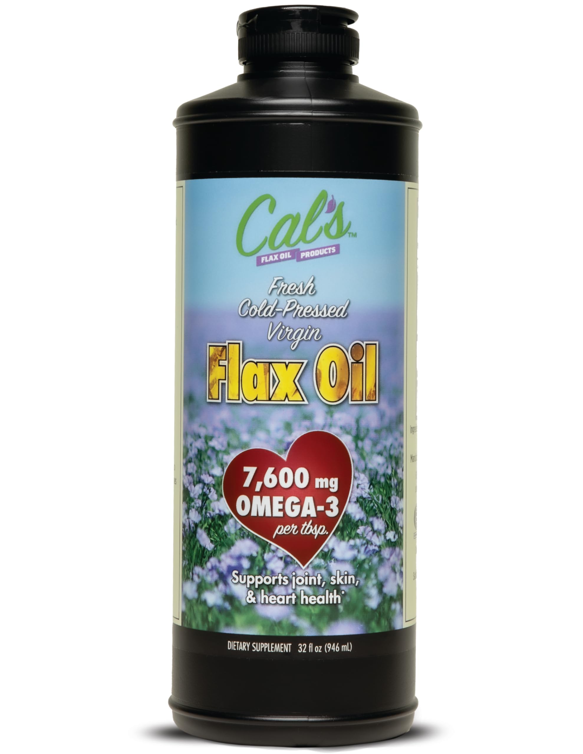 Cal's Huile de Lin — bouteille opaque protège l'huile contre l'oxydation et la lumière.