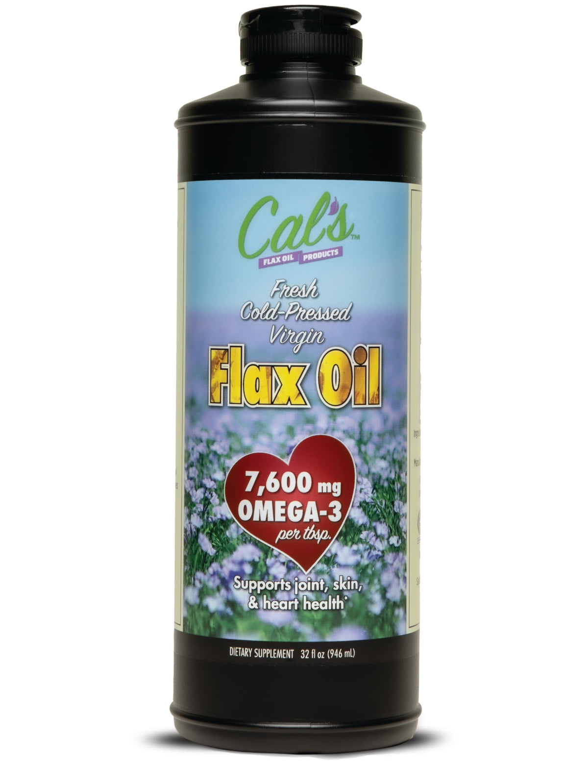 Cal's Huile de Lin — bouteille opaque protège l'huile contre l'oxydation et la lumière.