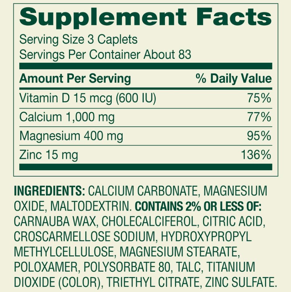 Calcium Magnésium Zinc D3 - emballage pratique sans gluten ni lactose