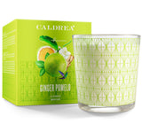 Bougie Caldrea Gingembre Pamplemousse dans un verre décoratif, diffusion durable.