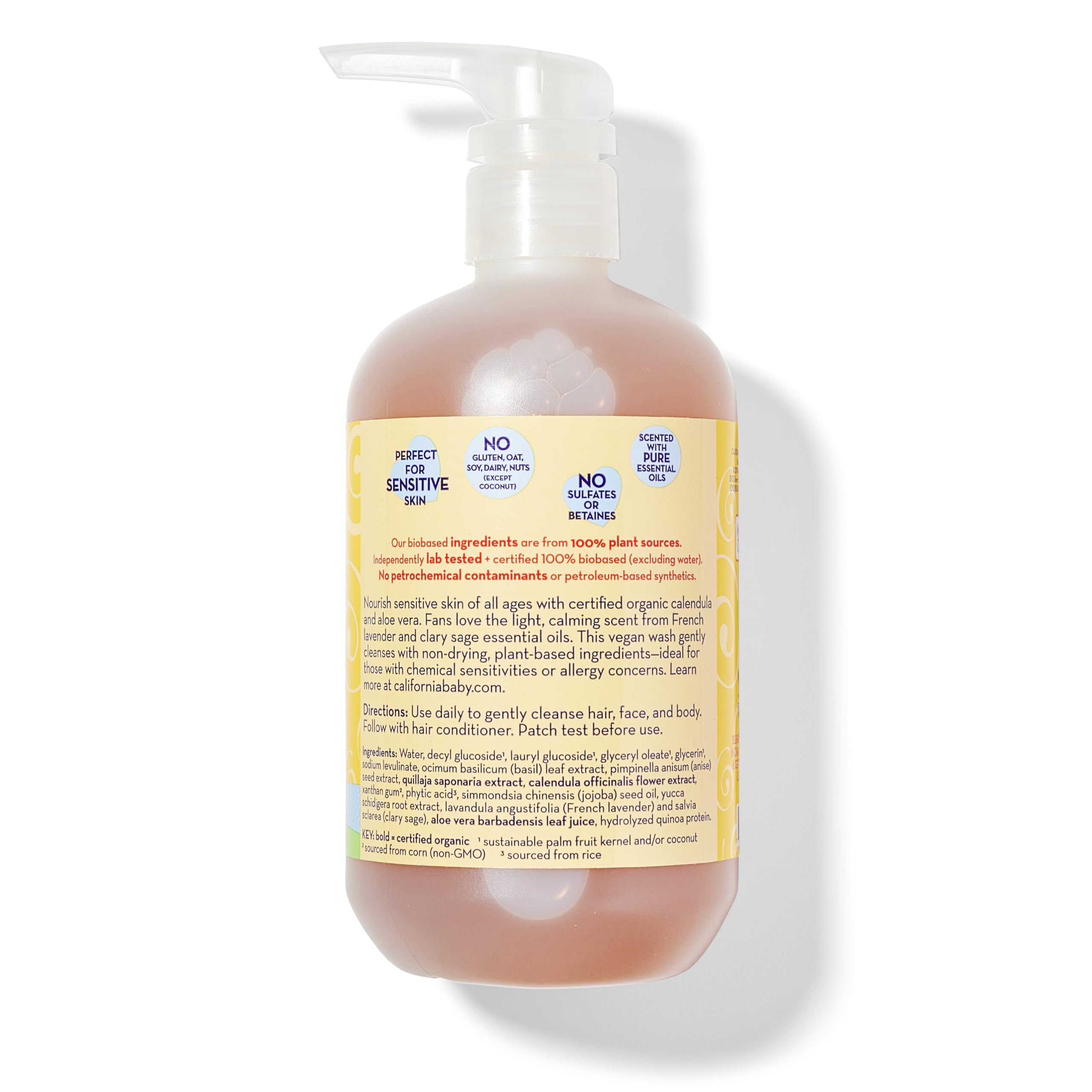 California Baby Calendula Shampoing-Bain: texture cremeuse pour routine apaisante.