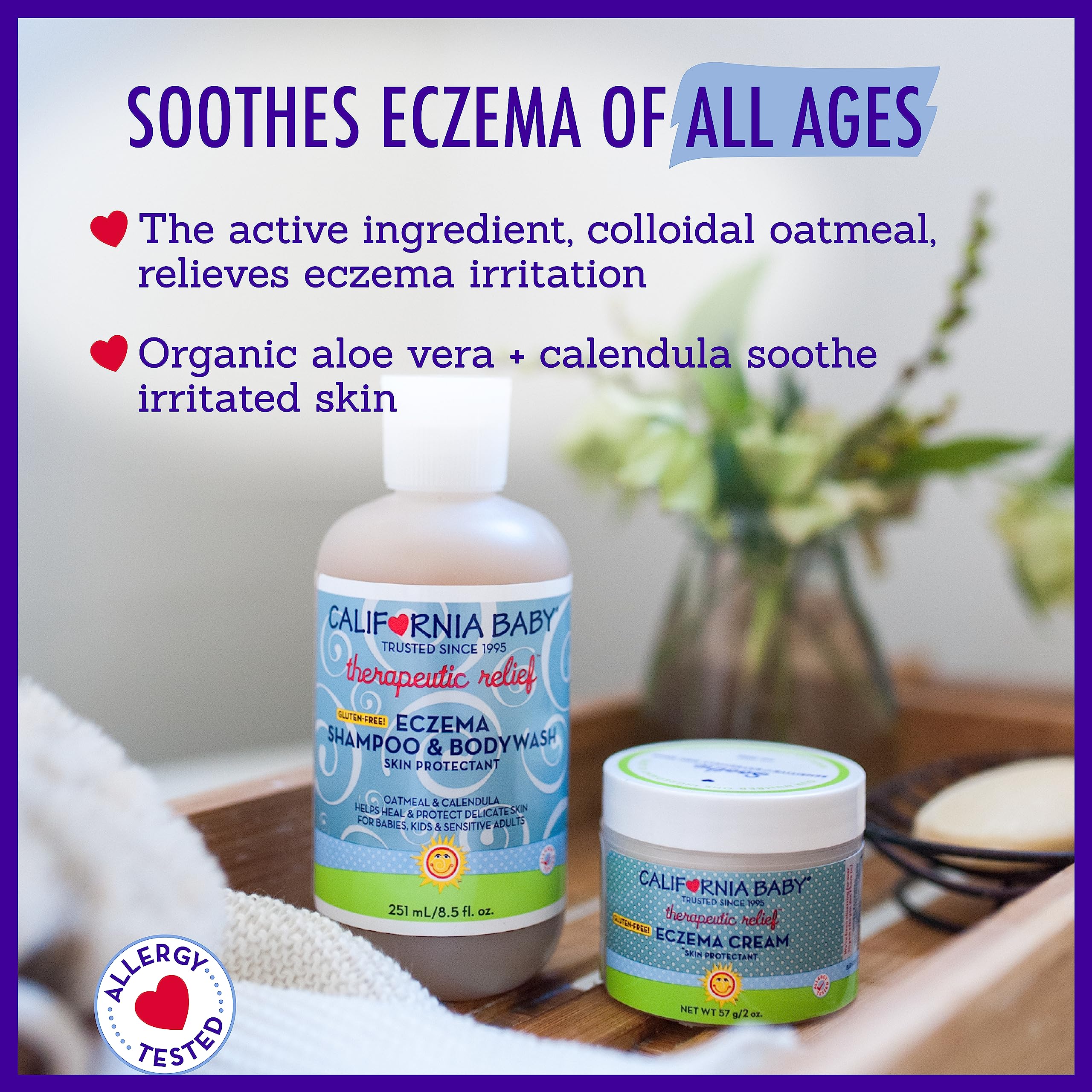 Hypoallergénique et sans allergènes courants, California Baby Eczéma