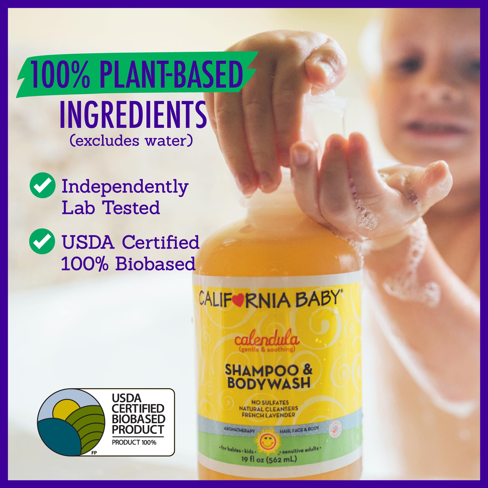 Logo hypoallergénique California Baby, assurance d’une formule adaptée aux peaux sensibles.