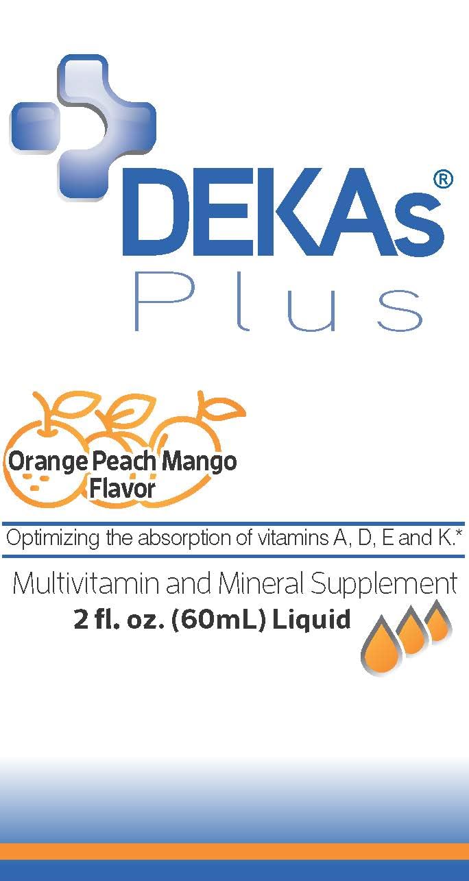 Callion Pharma DEKAs Plus Liquid: etiquette lisible montrant le dosage