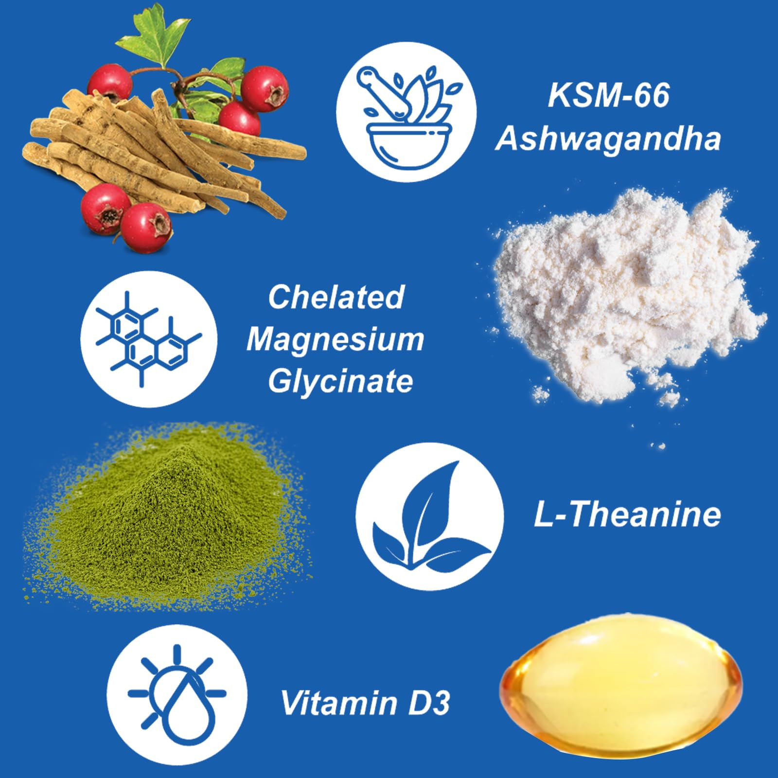 Calmify – L-Theanine et Ashwagandha, duo d'ingrédients pour équilibre et concentration.