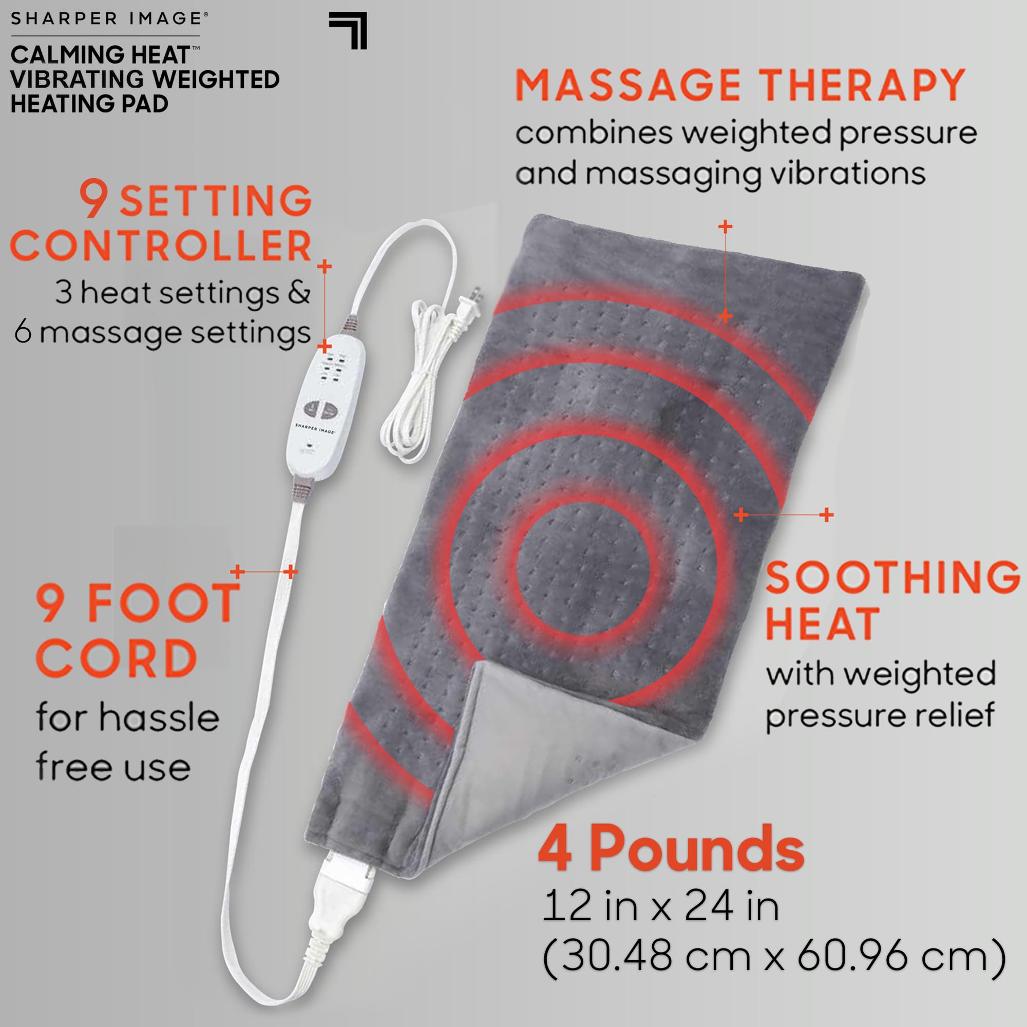 Calming Comfort poids et massage offrent maintien et détente ciblée.