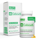 Calocurb sur bouteille GLP-1, aide potentielle à la satiété après le repas.