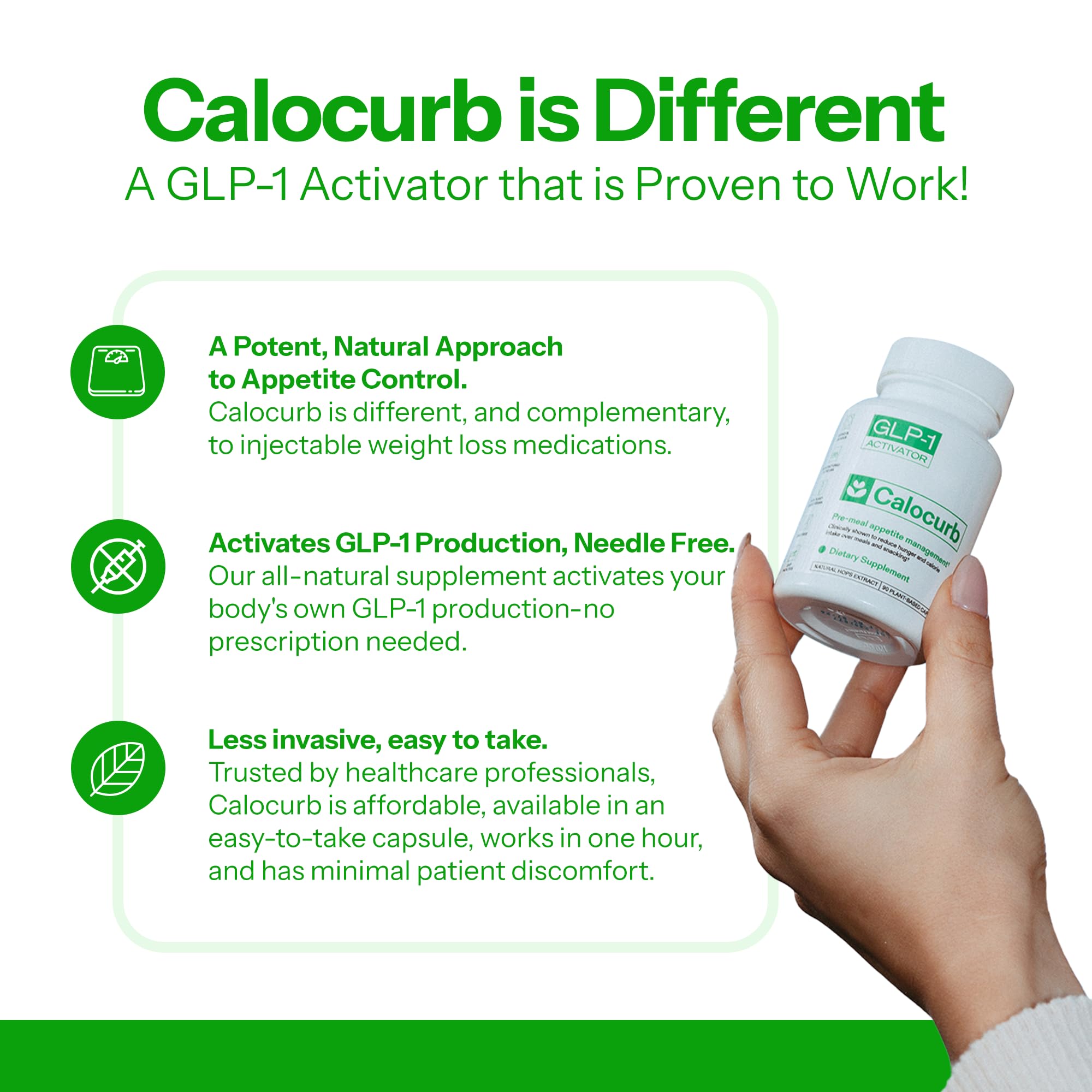 Étiquette Calocurb, dosage clair et informations essentielles.