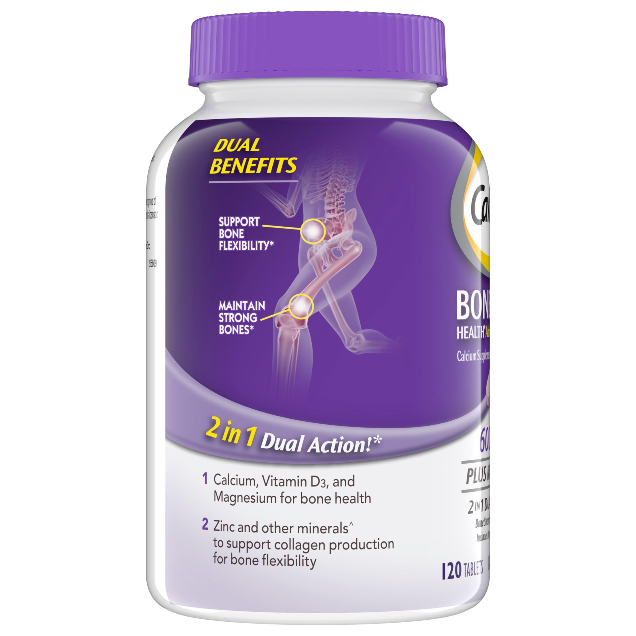 Caltrate 600 Plus D3 Plus Minéraux : combinaison calcium et minéraux pour soutenir les os.