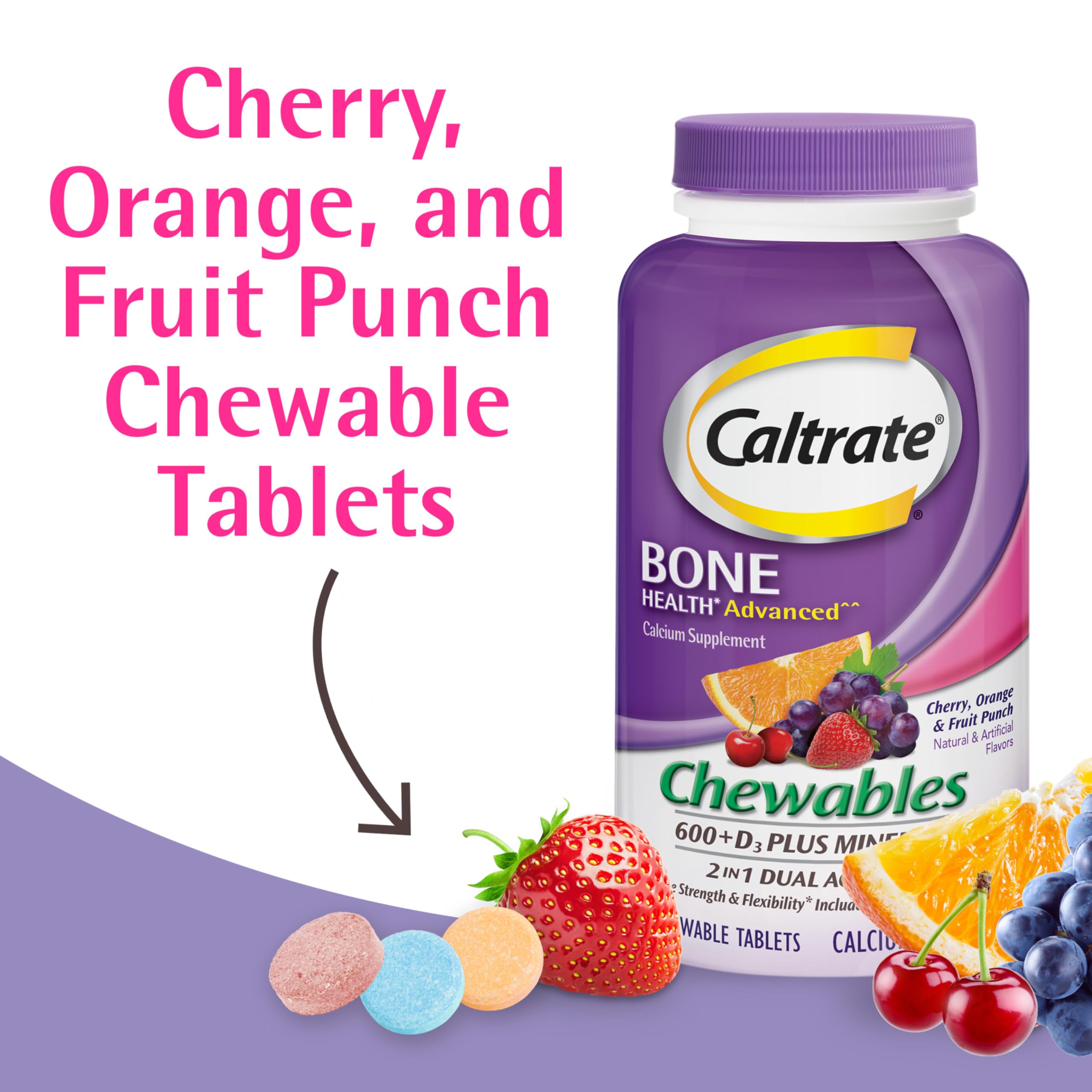 Caltrate bonbons 600+D3 orange, goût agréable, soutien potentiel des os
