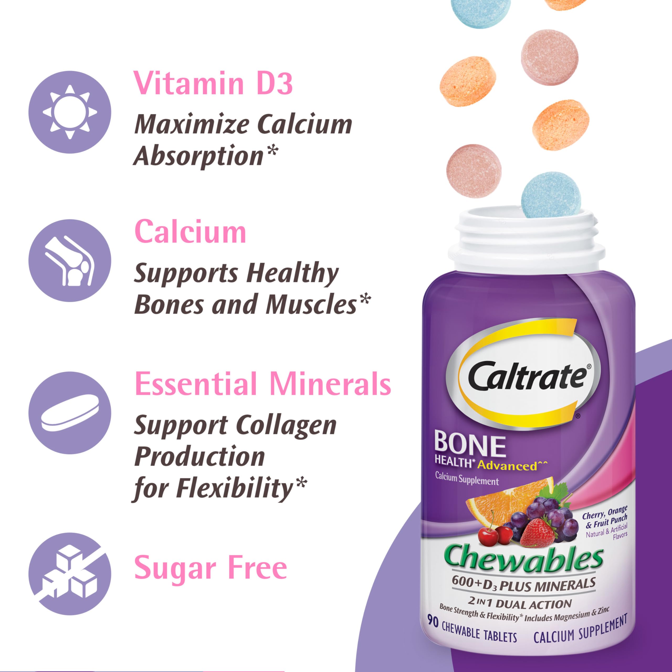Caltrate vitamine D3 20 mcg, aide potentielle à l’absorption du calcium