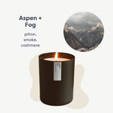 Aspen & Fog dégageant des notes boisées comme pin et cèdre pour une atmosphère forestière.
