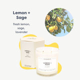 Calyan Bougie Citron-Sauge, détail des mèches coton sans métal.